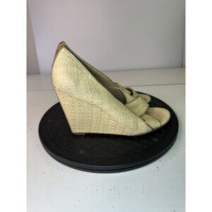 Diane von Furstenberg Wedges Peep Toe Heel Wicker Sz 8M